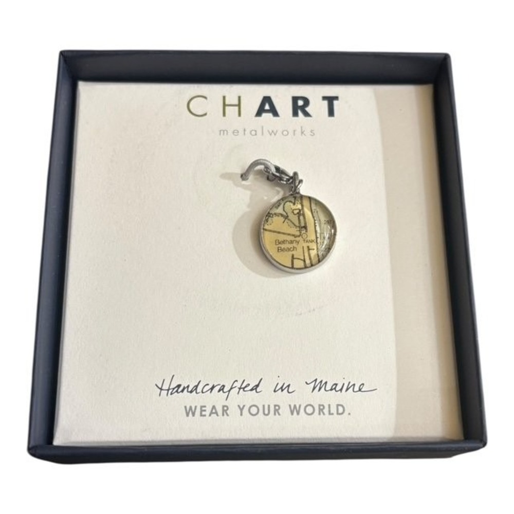 Chart Metalworks Bethany Beach Map Charm Pendant Handmade Maine